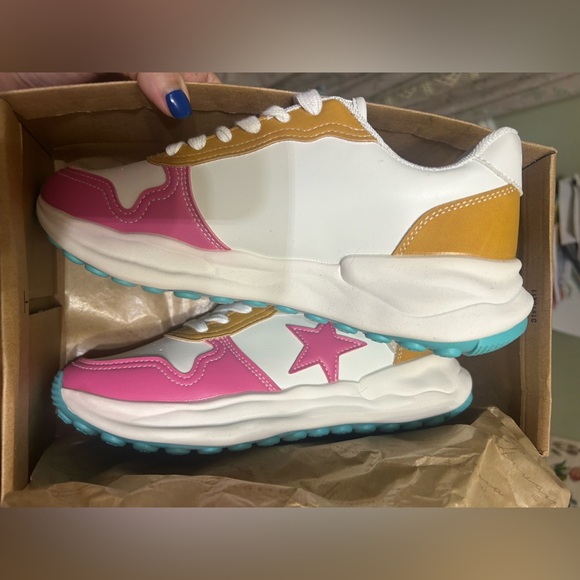 Vintage Havana Run Fuchsia Mustard Suede Sneakers Size 8.5 NIB - Picture 2 of 6